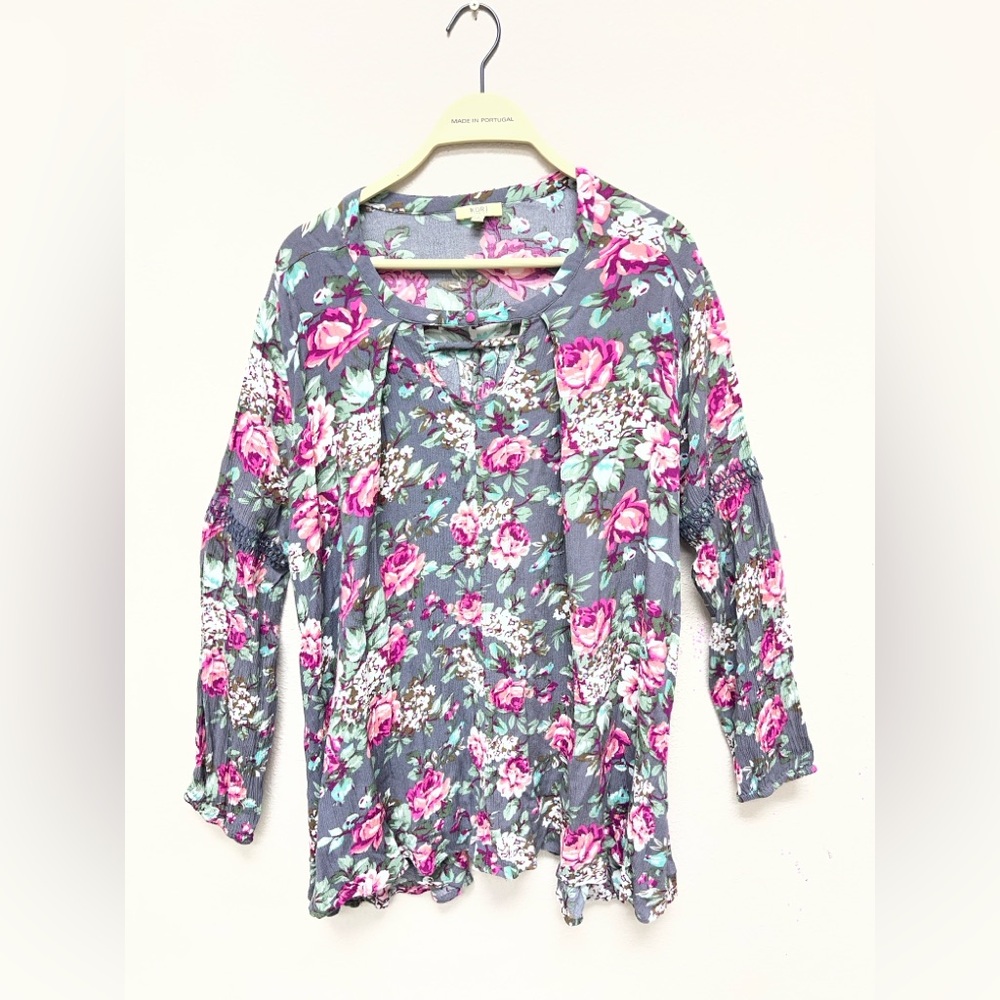 Kori Floral Gray and Pink Blouse